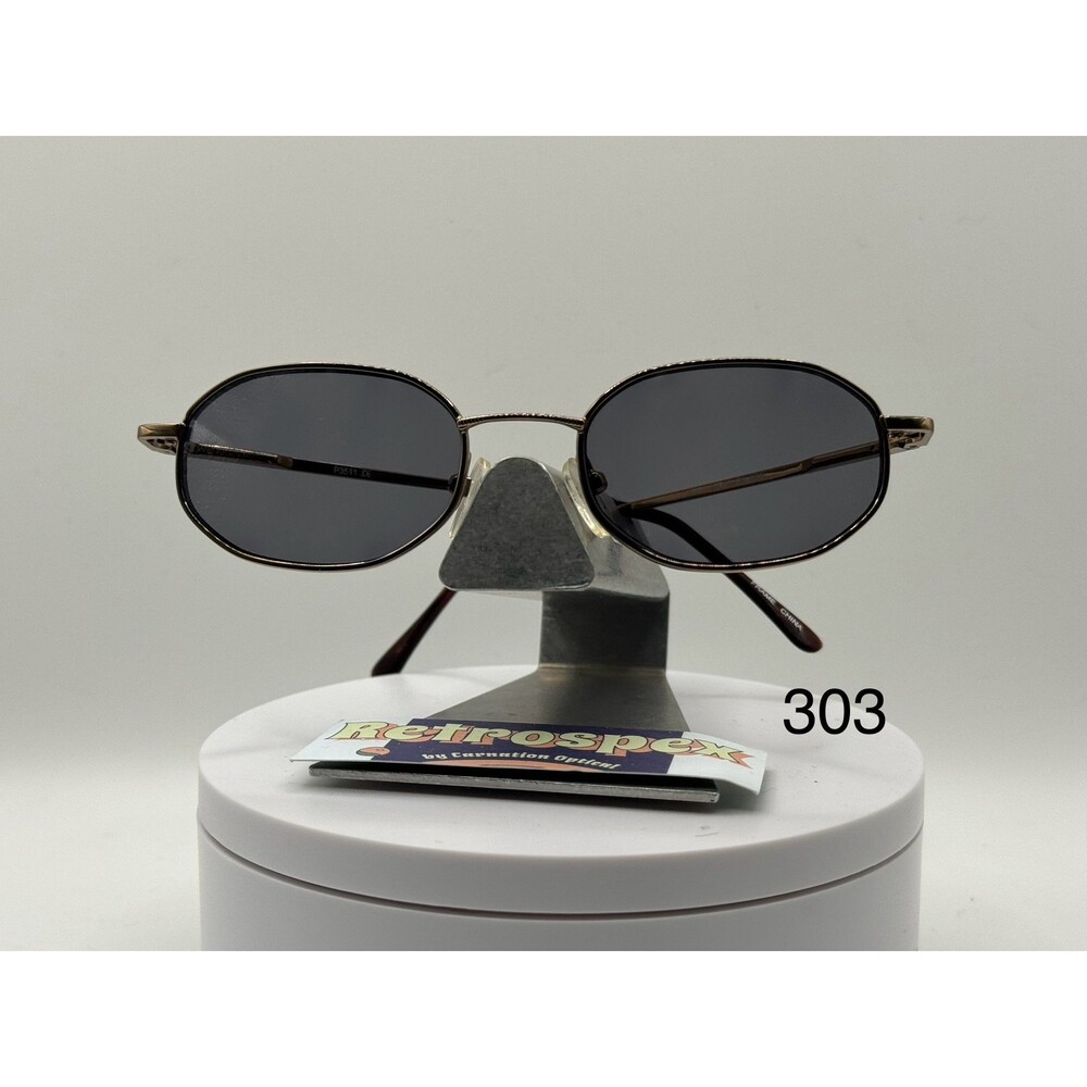 Vintage Eyeglasses NOS Octagon Style Grey Sun Lens Brown Metal Frame Worldwide